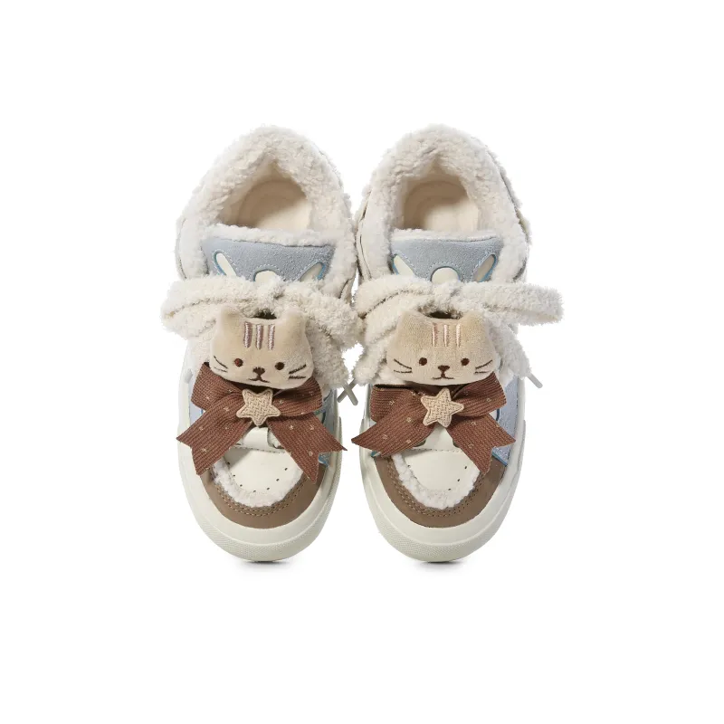 Lovely You Warm Wear Resistant Lightweight Low Top Skateboard Shoes Women's-3