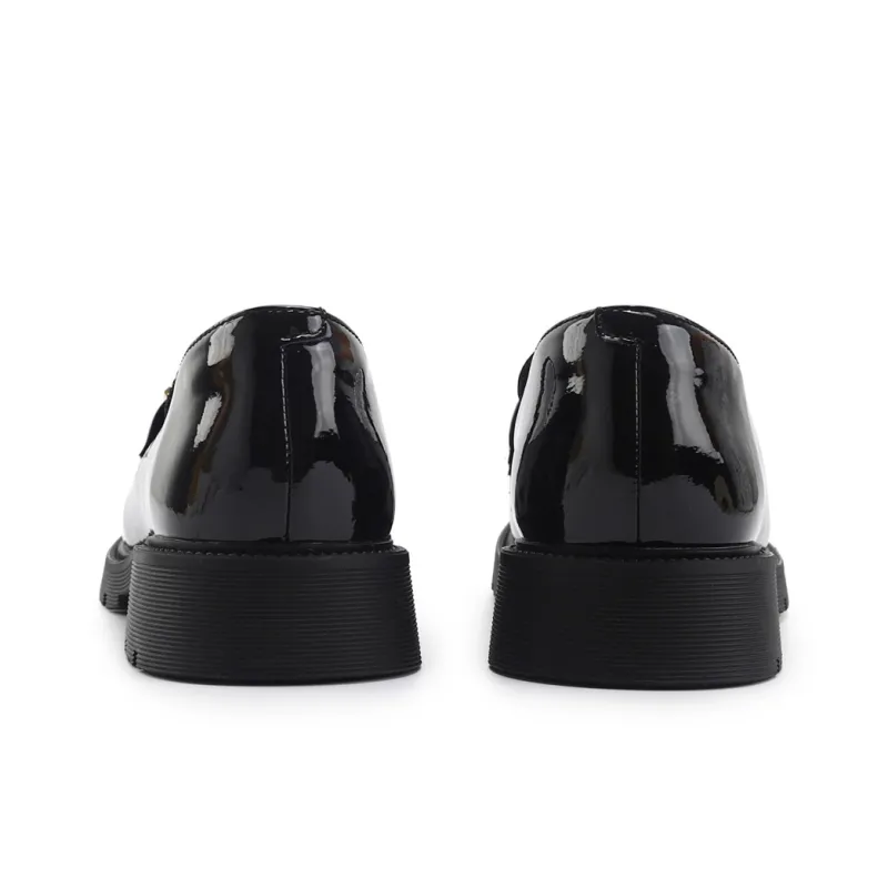 TOM TAILOR Modern Glossy Black Platform Slip on Loafers 3cm Women's Black-4