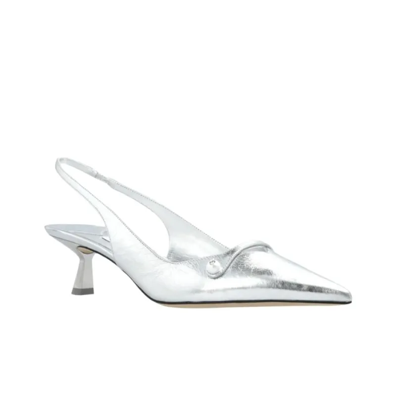 Jimmy Choo Amita Irregular Heel High Heels 4.5cm Women's Silver-2