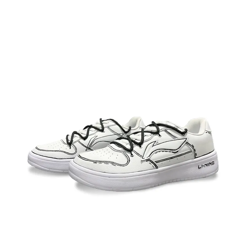 LiNing Pontoon Boats Anti Slip And Wear Resistant Breathable Low Top Skateboard Shoes Unisex White Black-2
