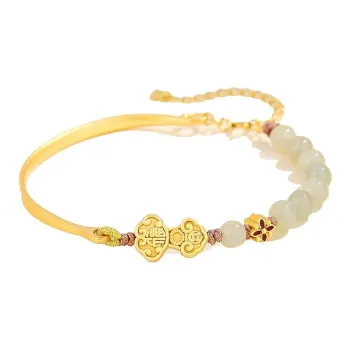 Royal Heaven's Choice Bracelets Pale Greenish White Jade Unisex