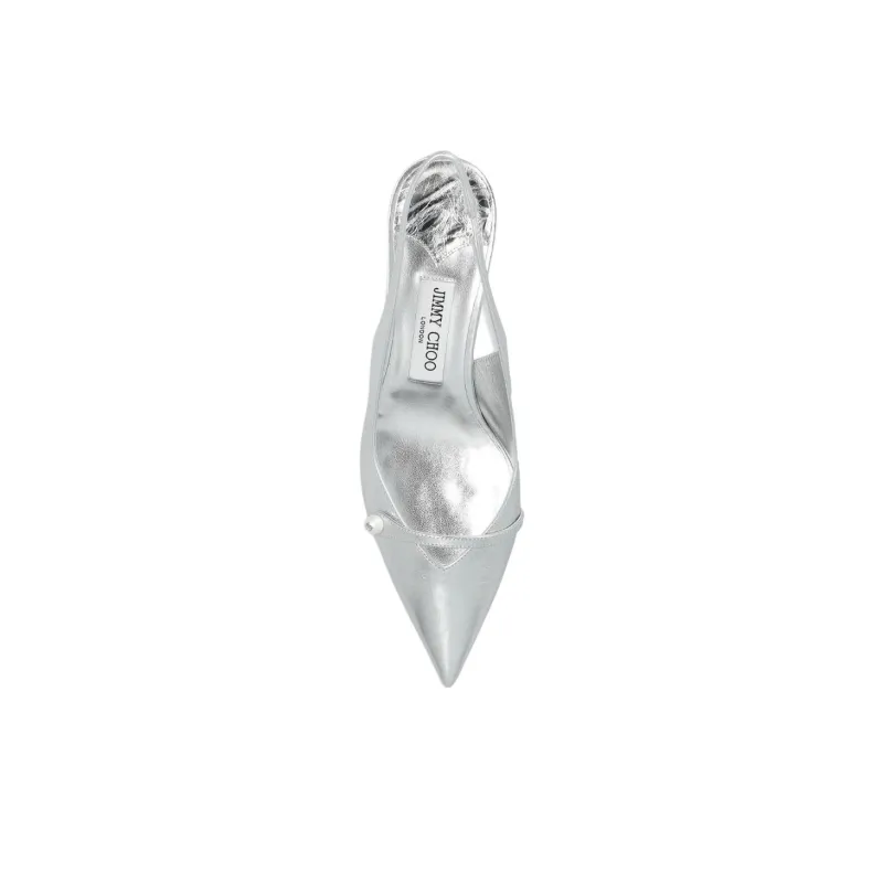 Jimmy Choo Amita Irregular Heel High Heels 4.5cm Women's Silver-4