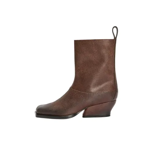 LOEWE Onda Ankle Boots 4.5cm Women's Dark Brown