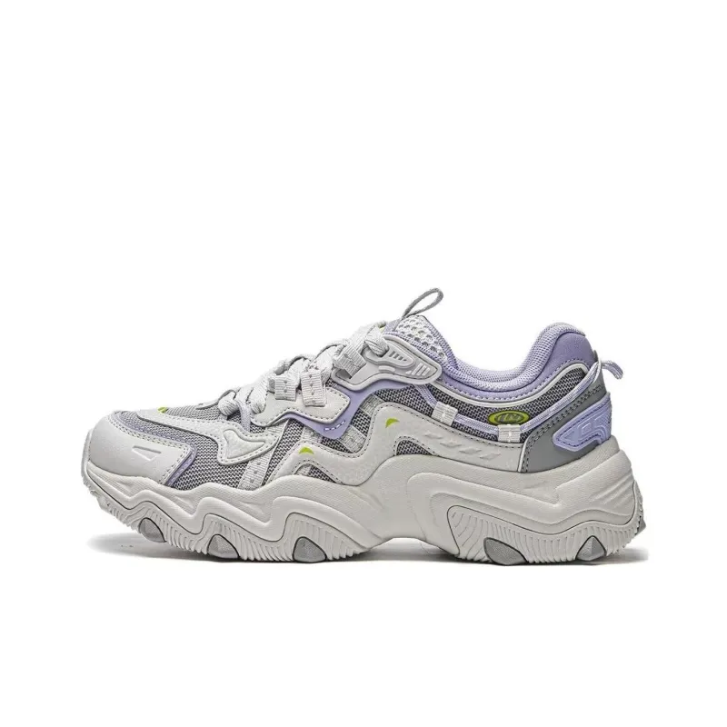 LiNing Breathable Wear Resistant Slip Resistant Low Top Casual Shoes Women's Purple Gray-0