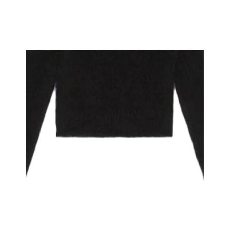 GIVENCHY SS24 Cropped Asymmetrical Sweater In Alpaca Wool Sweater Women's Black-4