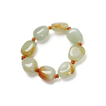 Artisan Lock Heart Jade Bracelets Pale Greenish White Jade Unisex