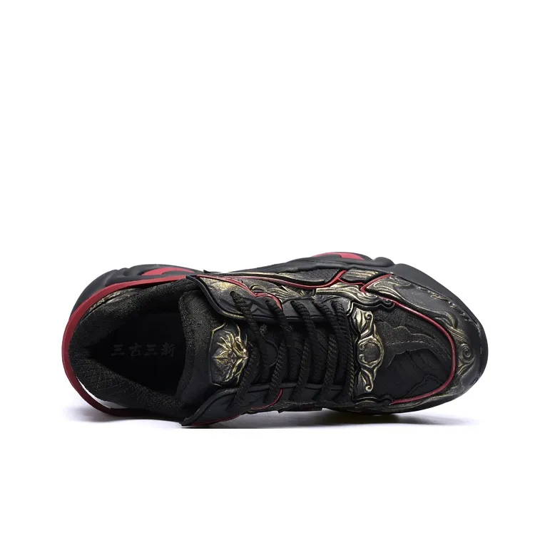 SANGUSANXIN Anti Slip And Wear Resistant Height Increasing Low Top Chunky Sneakers Men's Black-4