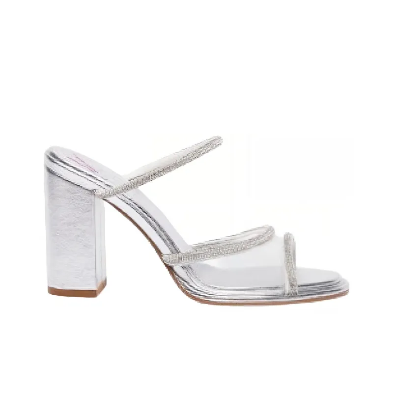 BETTINA VERMILLON Slide Slippers 8.5cm Women's Silver-1