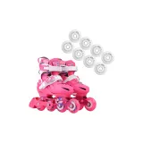 Kids' Pink Roller Skates+76MM White Shimmery Wheels*8