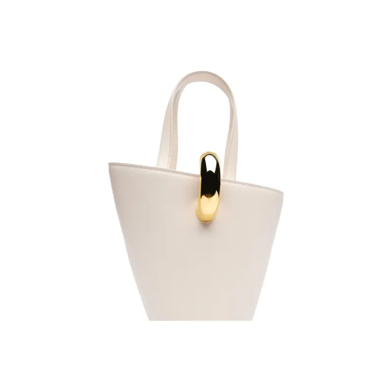 Jacquemus Cow Leather Bucket Bag, Shoulder Bag, Crossbody Bag, Handbag Mini Women's White-4