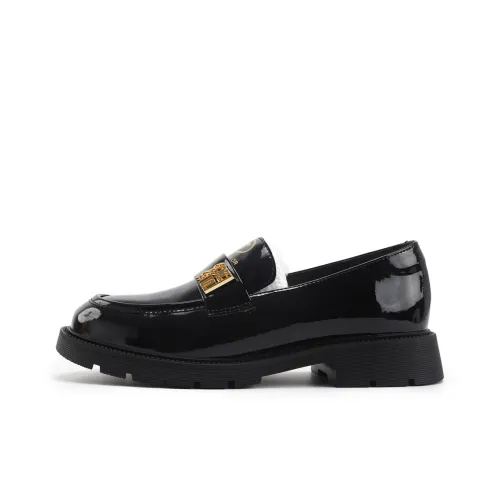 TOM TAILOR Modern Glossy Black Platform Slip on Loafers 3cm Women's Black
