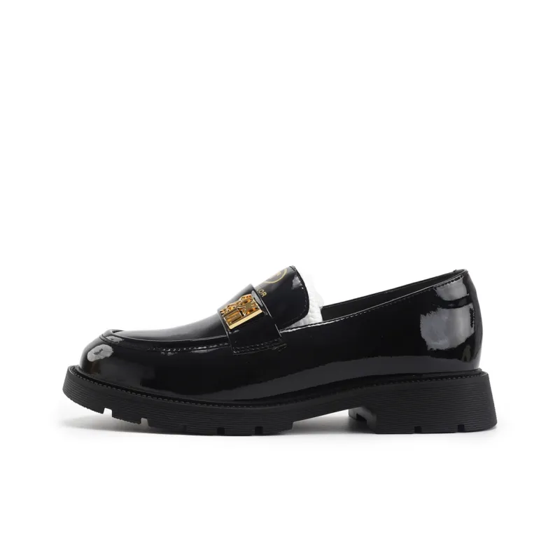 TOM TAILOR Modern Glossy Black Platform Slip on Loafers 3cm Women's Black-0