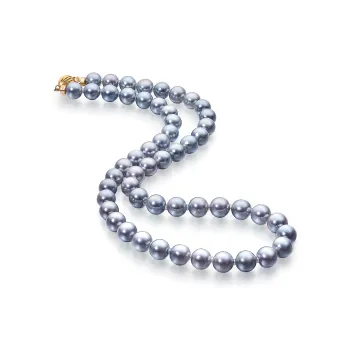 ME LUXE Saltwater Pearl Necklace Luxurious Elegant Silver Gray Blueberry Bead Chain Anniversary Gift Jewelry Unisex