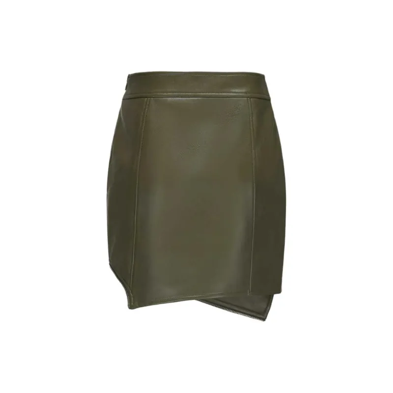 GIMING Leather Short Skirts Women's Green-1