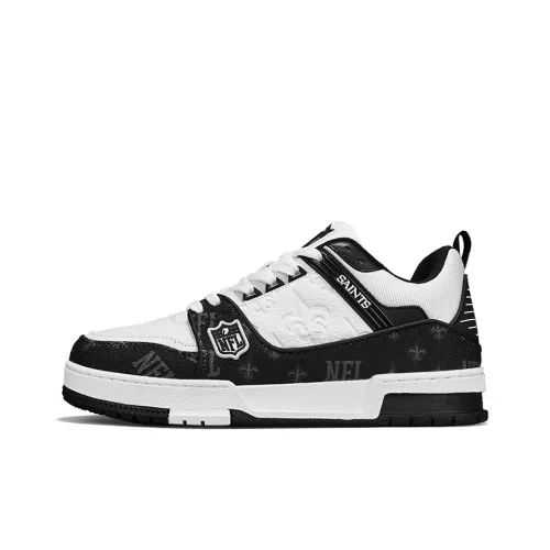 NFL TR New Orleans Saints Coverage Anti Slip And Wear Resistant Low Top Skateboard Shoes Unisex White Black