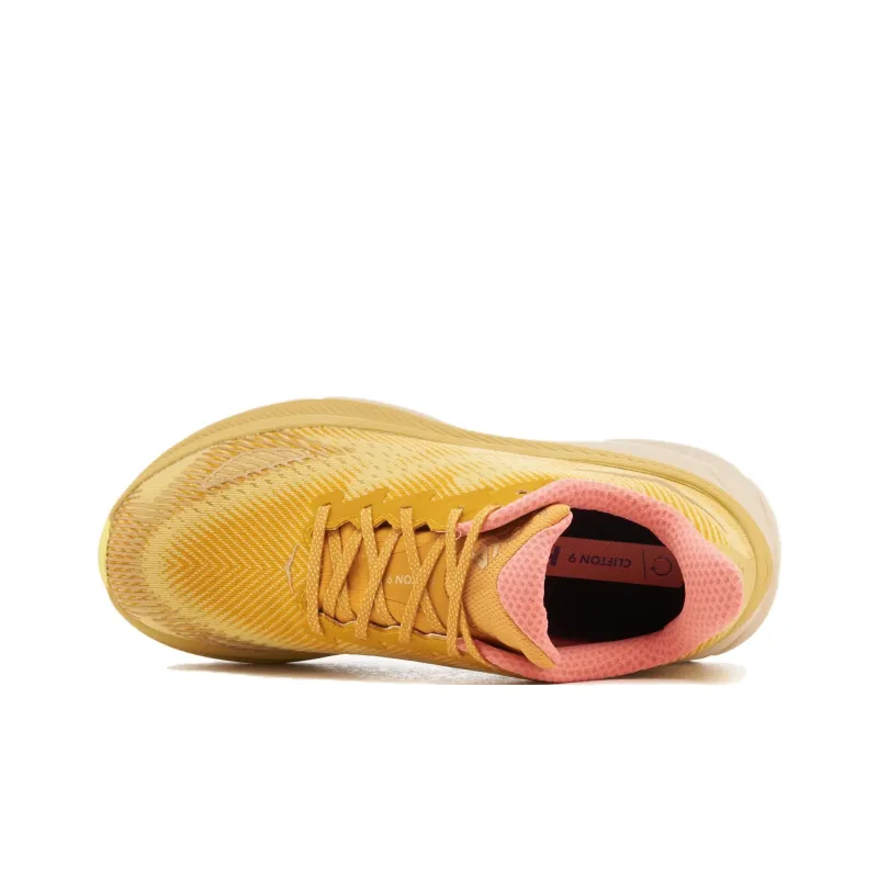 HOKA ONE ONE Clifton 9 Wear resistant And Lightweight Low Top Running Shoes Men's Yellow-3