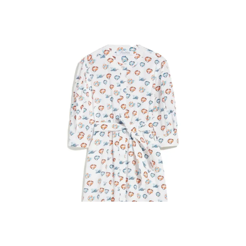 MaxMara Canoa Collection Donut All Over Print Belt 3/4 Sleeved Women's White-5