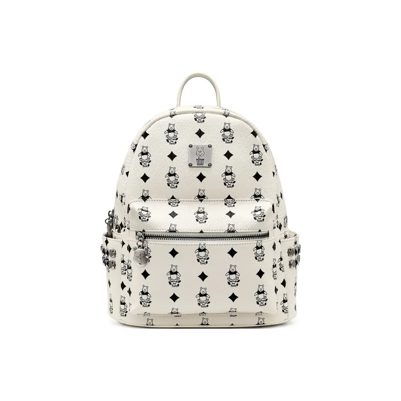 Disney Winnie The Pooh Series PU Bonded Synthetic Leather Backpack Medium Size Women's Brown-23