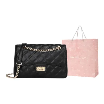MEXICAN Polyurethane Diamond Pattern Chain Crossbody Bag Regular Women's Black/Ecru