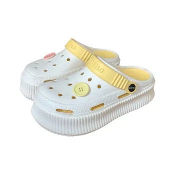 Thin Strips Sandal Slippers Women's, White+Egg Yolk