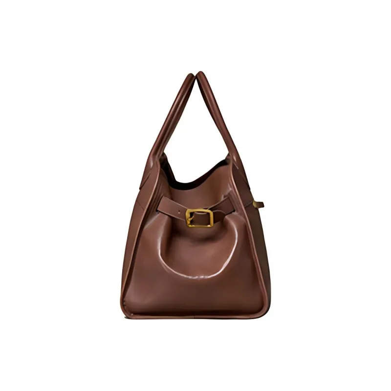 KAISER Cow Leather Shoulder Bag, Crossbody Bag, Handbag Large Size Women's Cognac/Black/Khaki-2