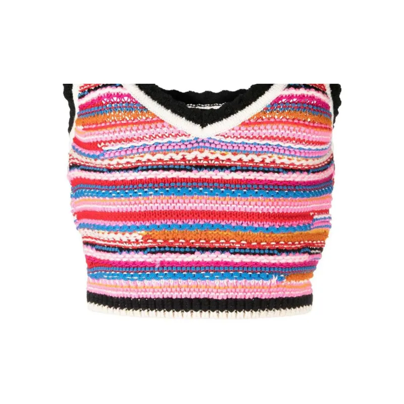 DSQUARED 2 Striped Crochet knit Vest-5