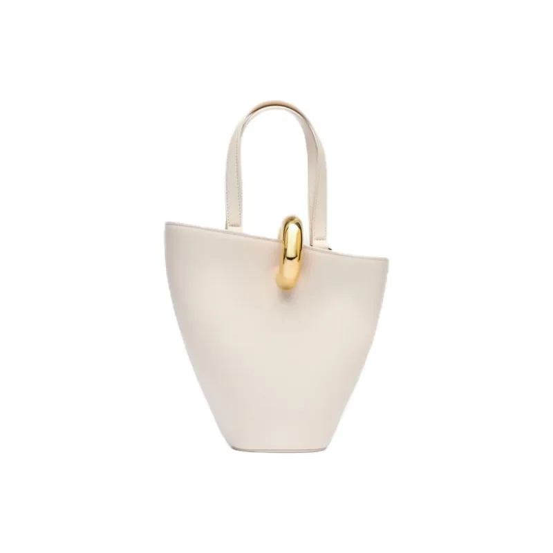 Jacquemus Cow Leather Bucket Bag, Shoulder Bag, Crossbody Bag, Handbag Mini Women's White-3