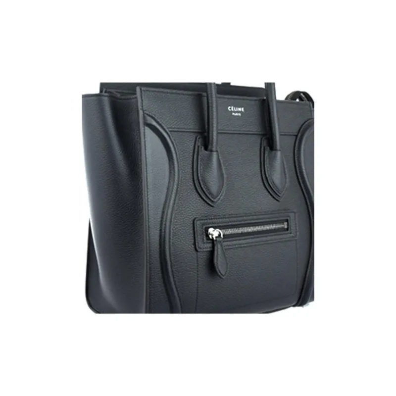 CELINE Luggage Leather Handbag Women's Black-3