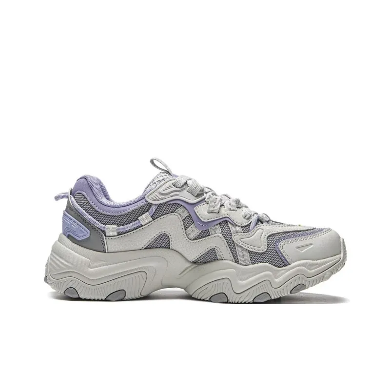 LiNing Breathable Wear Resistant Slip Resistant Low Top Casual Shoes Women's Purple Gray-1