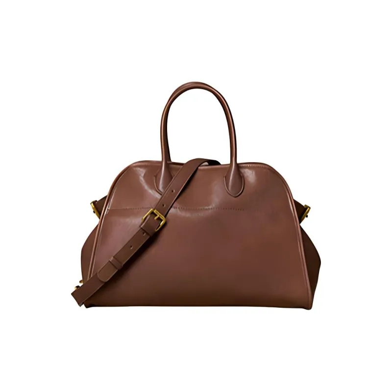 KAISER Cow Leather Shoulder Bag, Crossbody Bag, Handbag Large Size Women's Cognac/Black/Khaki-1