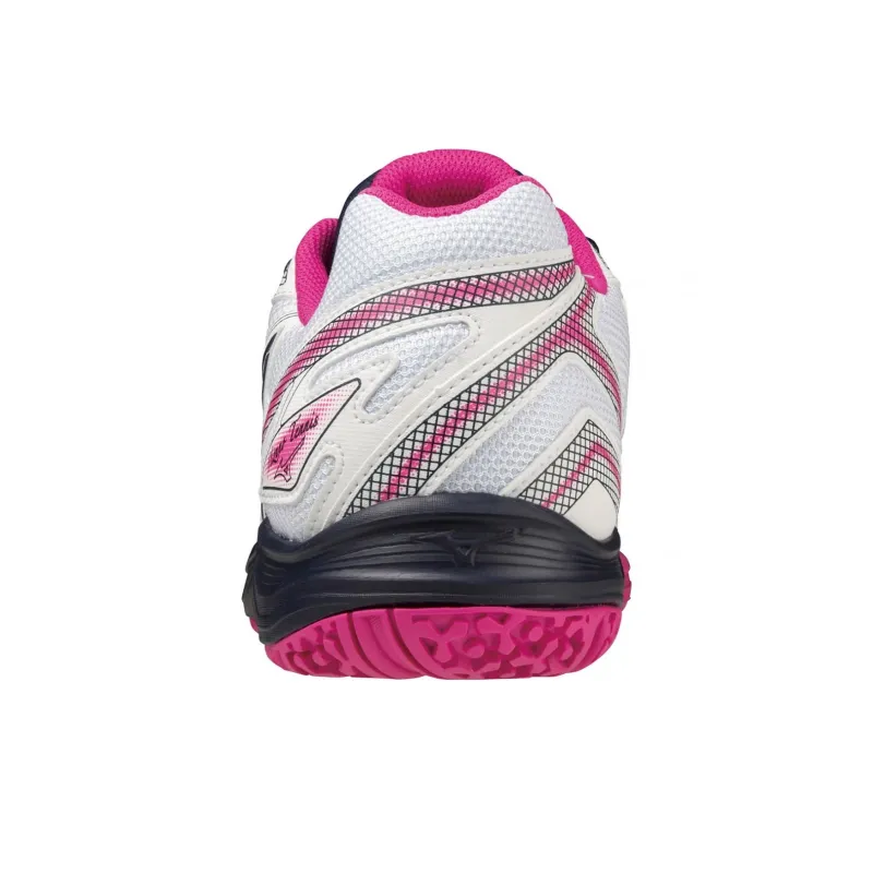 Mizuno Anti Slip Wear Resistant Low Top Tennis Shoes Women's White Pink-3
