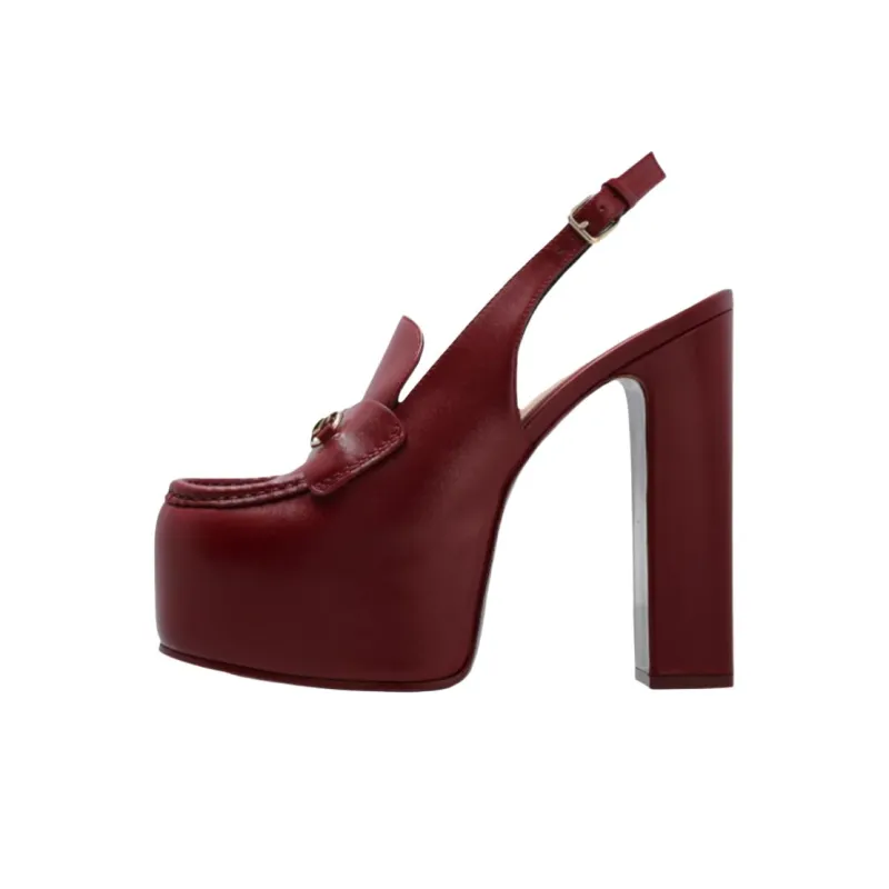 GUCCI Chunky Heel High Heels 16cm Women's Red-0
