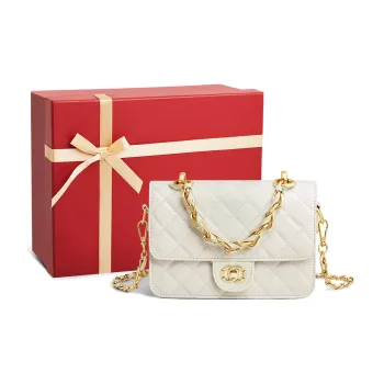 Safiya Synthetic Leather Chanel Inspired Diamond Pattern Chain Shoulder Bag Crossbody Bag Handbag Regular Women's White