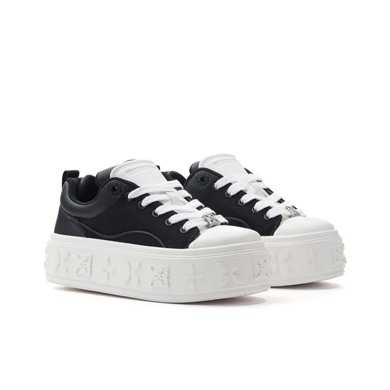 TRAPAR WAVES Low Top Canvas Shoes Women's Black-2