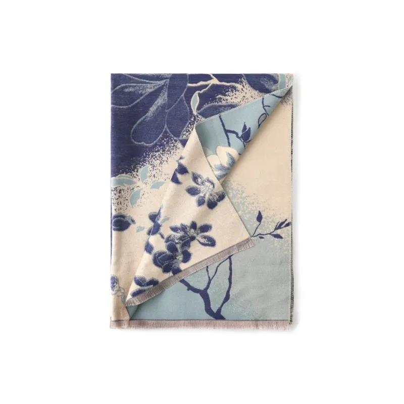 FREE RABBITⅡ Elegance Orchid Faux Cashmere Shawl Advanced Thickened Warm Scarf Unisex-1