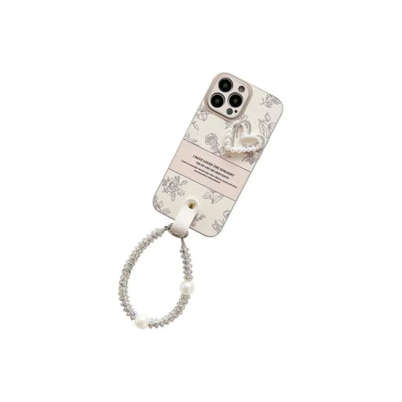 Wei Xin Leather Material English Label Rose Bracelet Phone Cases Compatible With IPhone 16/15/13/14/Pro/Ma-1