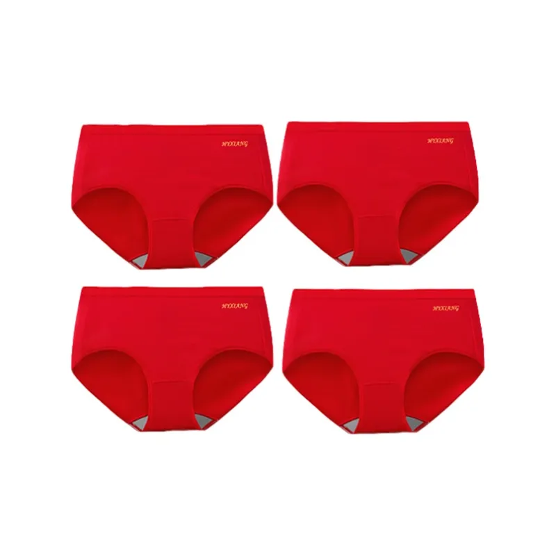 H YXIANG Underpants Women's 4 Pack China Red-0