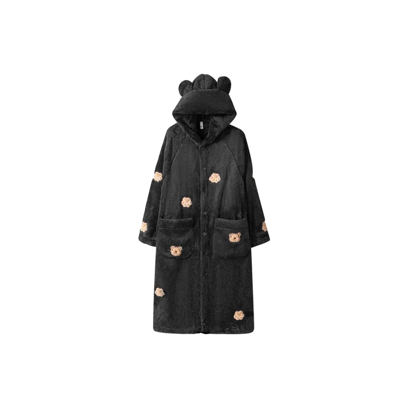 ROUKEER Pajama Robe Men's Black-0