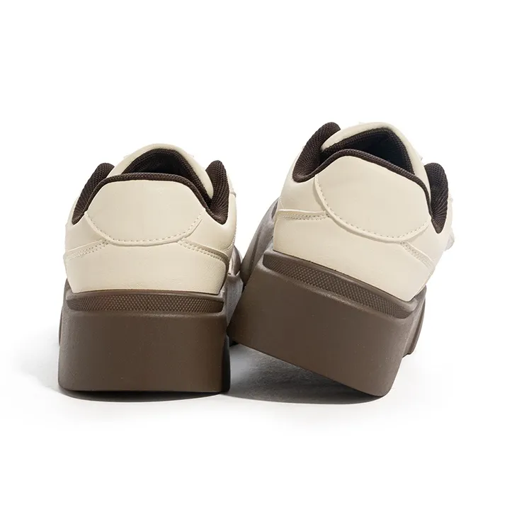 BABAYA KIDS Anti Slip Wear Resistant Lightweight Breathable Low Top Skateboard Shoes Women's Beige-5