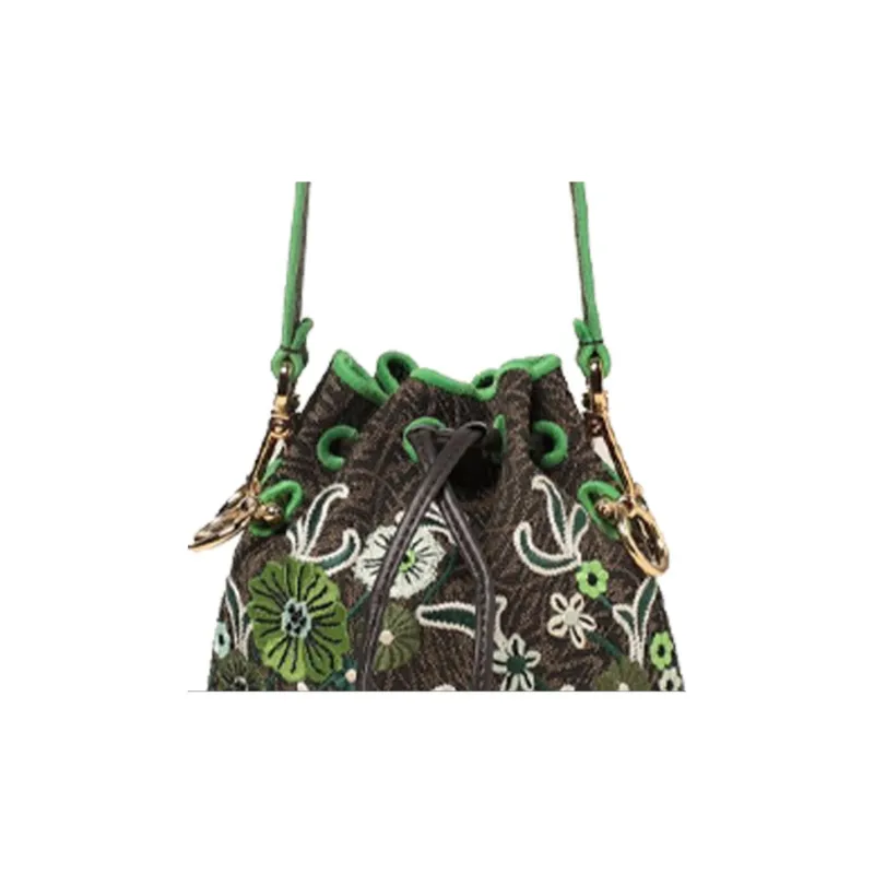 FENDI Mon Tresor Canvas With Leather Bucket Bag Canvas Bag Shoulder Bag Crossbody Bag Handbag Mini Women's Multicolor-3