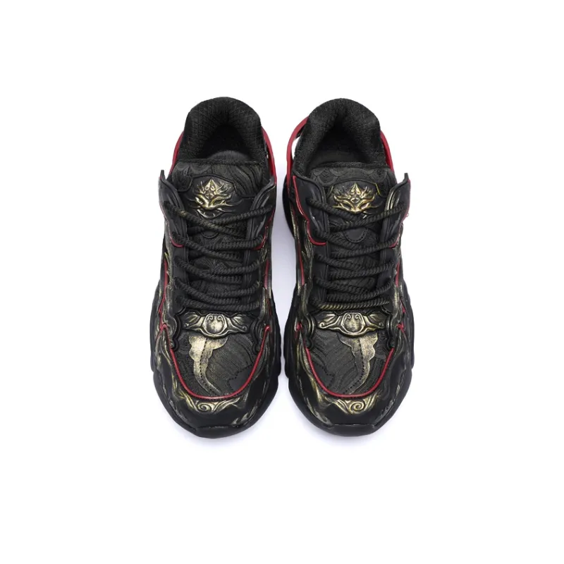 SANGUSANXIN Anti Slip And Wear Resistant Height Increasing Low Top Chunky Sneakers Men's Black-3