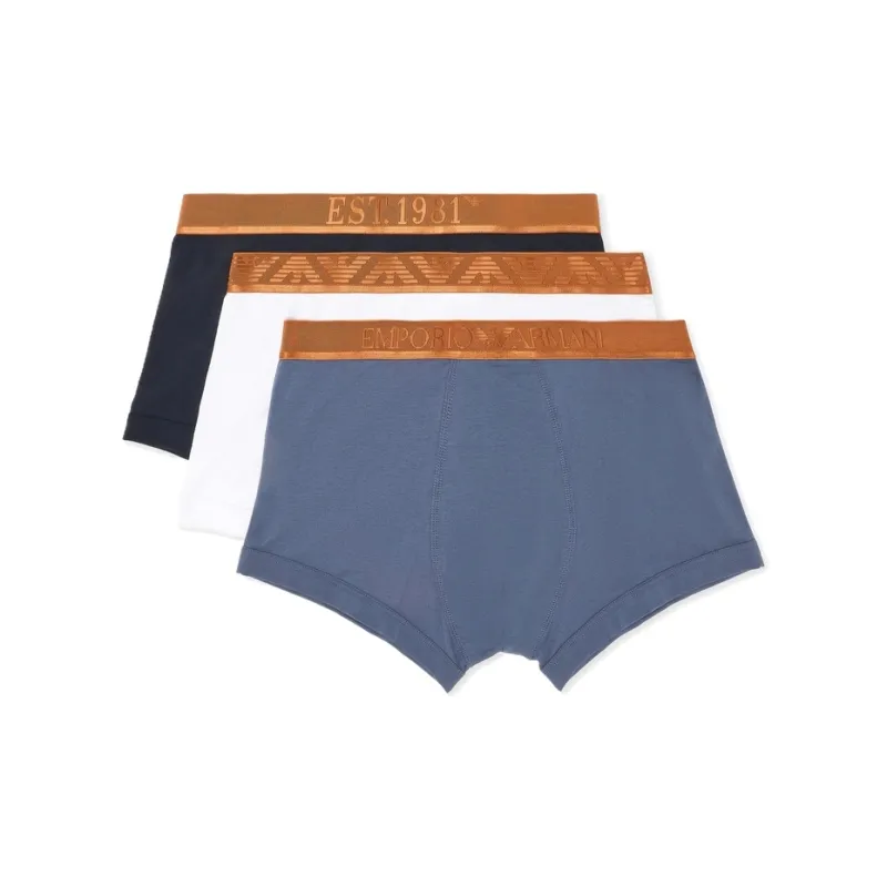 EMPORIO ARMANI Three pack Of Asv Shiny Logoband Organic Jersey Boxer Briefs-0