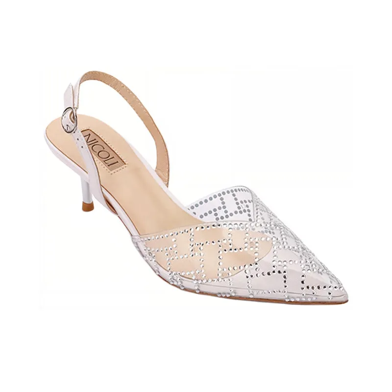 NICOLI Caspian Slim Heel High Heels 5.5cm Women's White-3