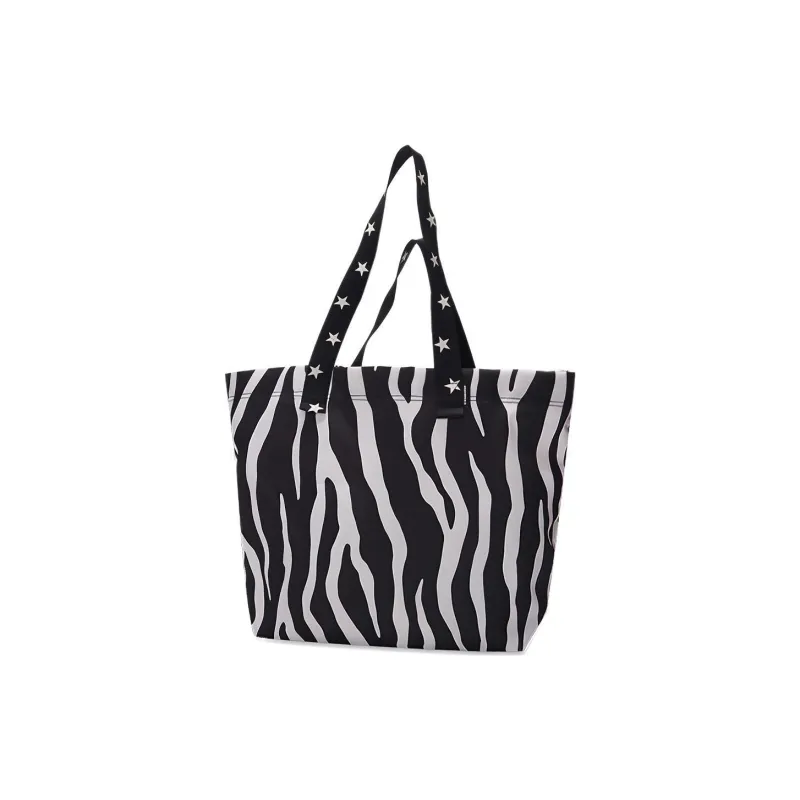Converse Canvas Tote Bag, Shopping Bag, Canvas Bag, Handbag Regular Unisex Black White Zebra Print-0