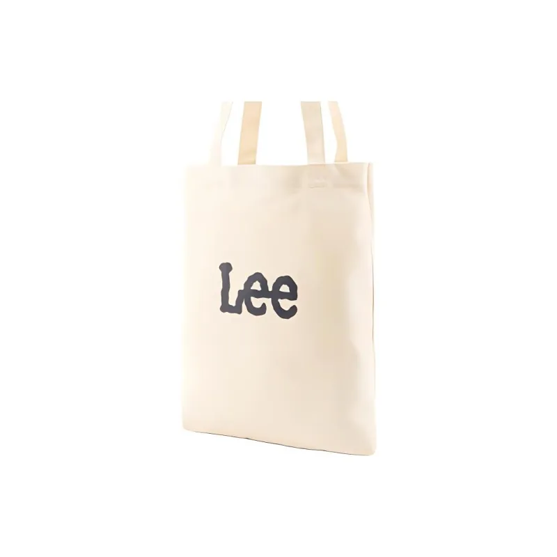 Lee Cotton Tote Bag Shopping Bag Handbag Shoulder Bag Regular Unisex Ivory/Black-2