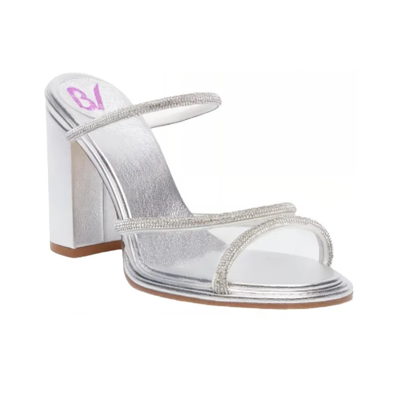 BETTINA VERMILLON Slide Slippers 8.5cm Women's Silver-2