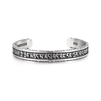 IDEAGEMER 925 Sterling Silver Bangles Men's