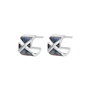 HMZ S925 Silver Stud Earrings Women's