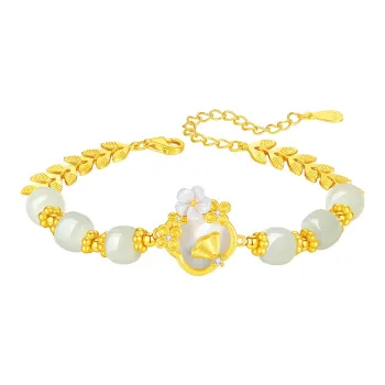 Royal Heaven's Choice Hetian Jade Bracelets Pale Greenish White Jade Unisex