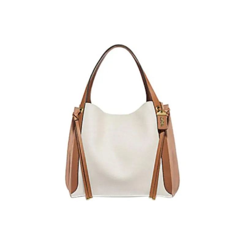 COACH Harmony Leather Suede Bonded One Shoulder Handbags Large Size Women's Brown Chalk White-0